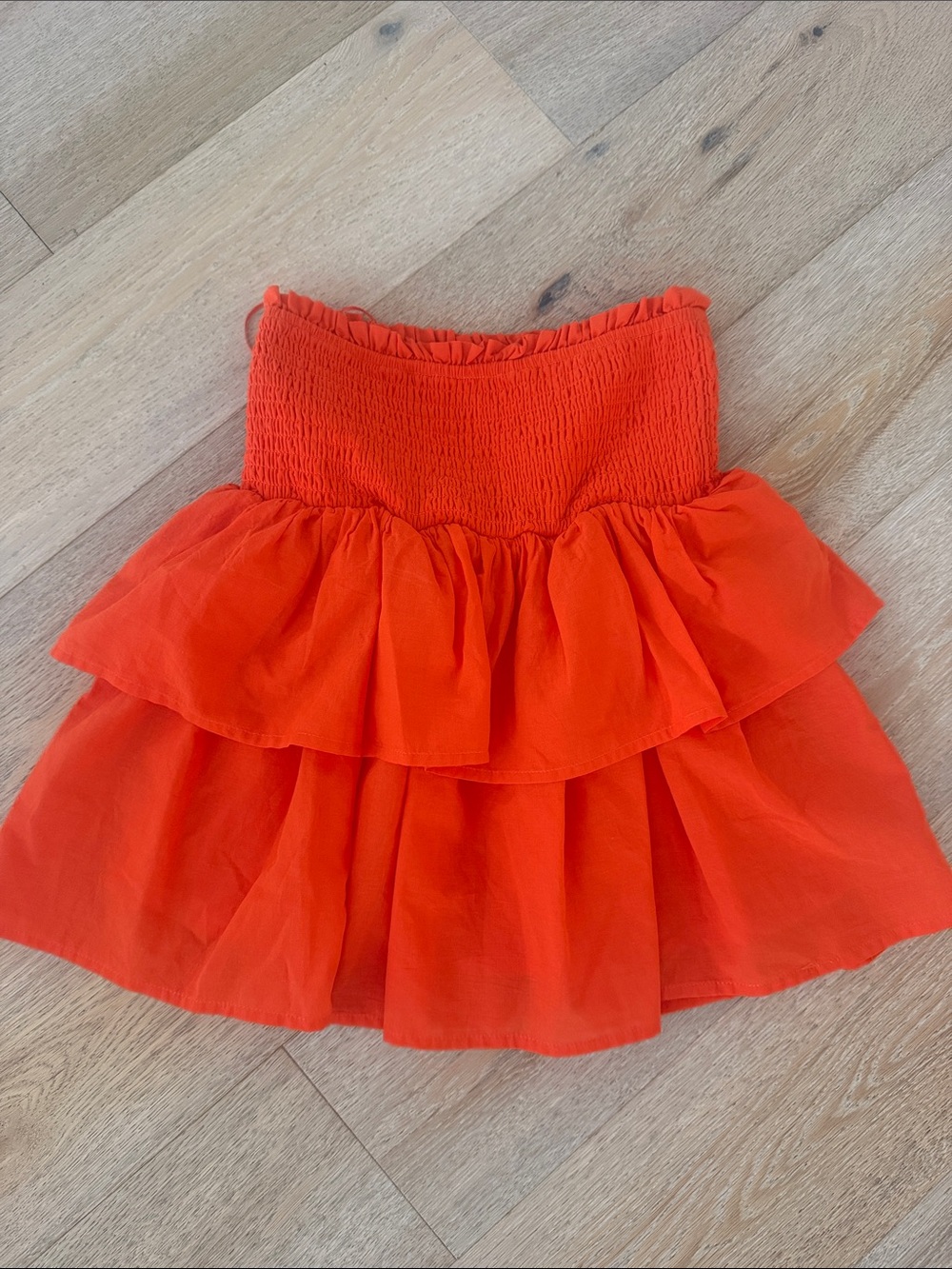 Francesca's Collections Orange Tiered Ruffle Mini Skirt